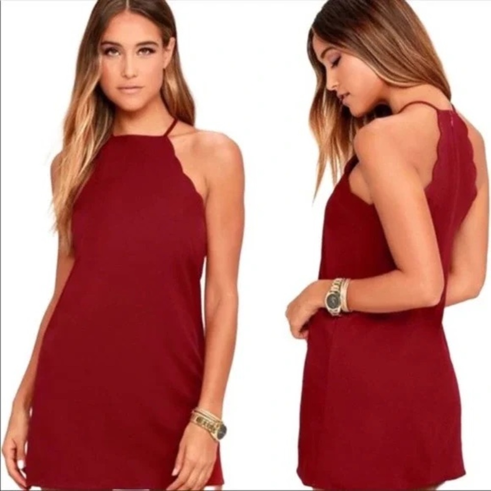 🎈Alya Scalloped Halter Mini Dress Suede Like Fabric🎁$20 Bundle up to 5lbs Sale 📦